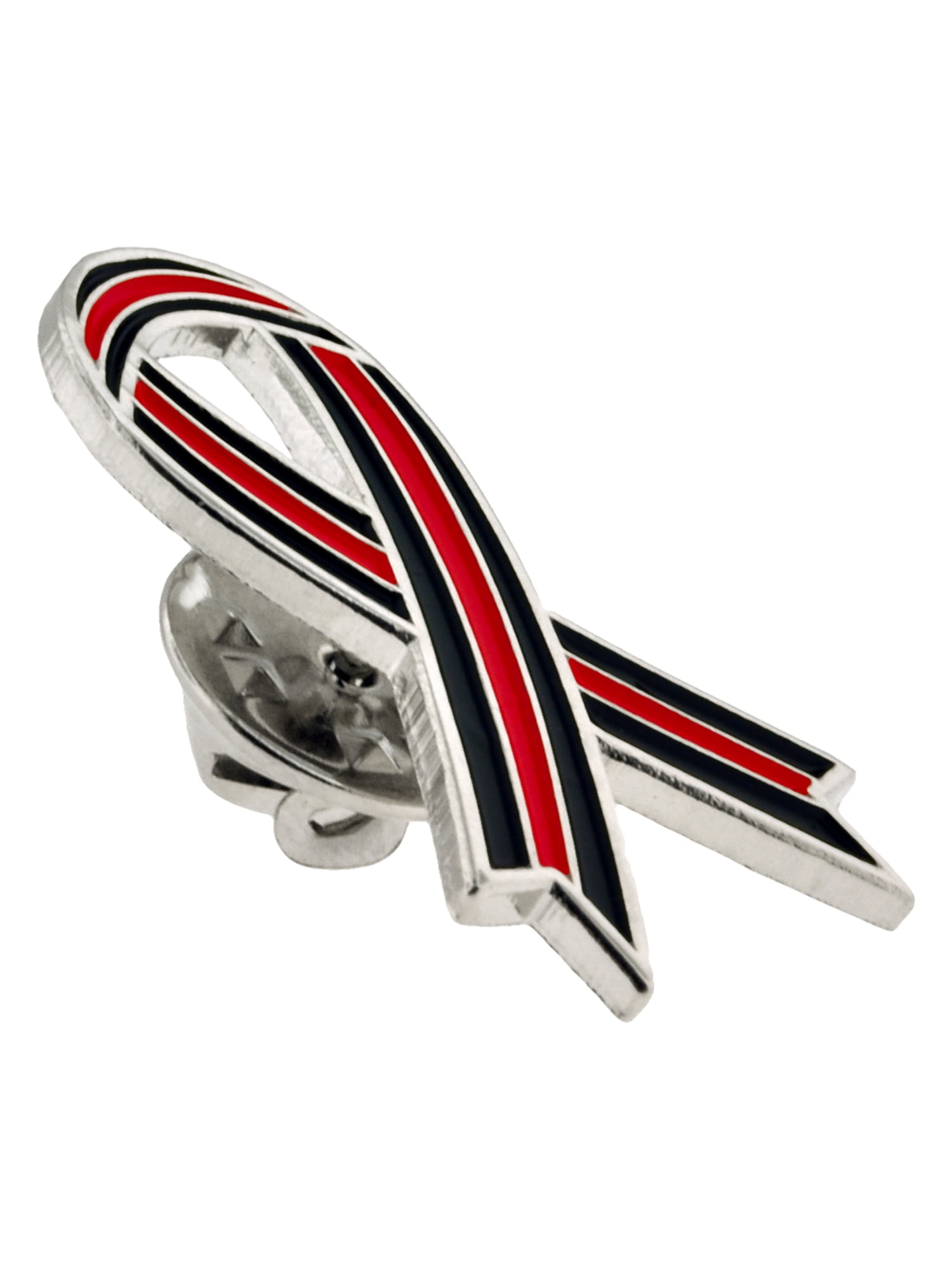Firefighter thin red line ribbon for lapel pin, memorial service, funeral,  Mass, floral pieces, printed on 7/8 red satin