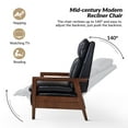 thumbnail image 2 of Manual Leather Recliner Chairs Push Back with Wooden Arms Set of 2 for Adults Living Room Black, 2 of 9