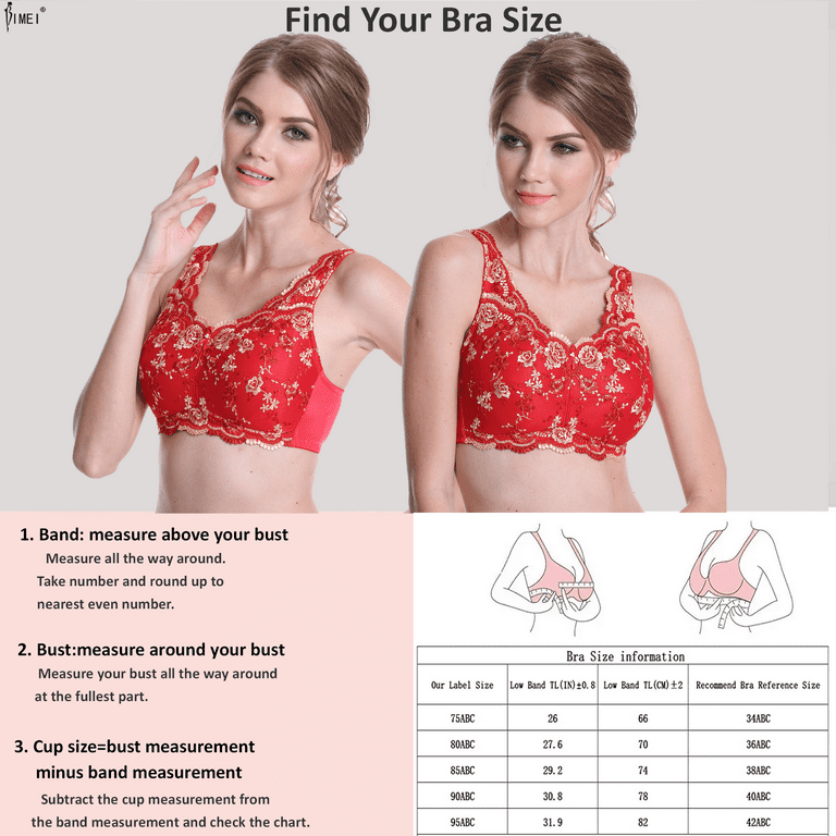 BIMEI Women's Post Surgery Mastectomy Bra with Pockets Surgical Lace  Contour with a Full Profile Wire Free Fashion Everyday Bra Plus Size  8598,Red,40A