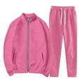 thumbnail image 6 of LEKODE Sweat Pants and Hoodie Set Women Matching Sweat Set Two Piece Tracksuit for Women Crop Tops Wide Leg Pant Sets Sports Jacket with Pocket Hoodie Sets Sweatsuit Lounge Set Womens Pink M, 6 of 7