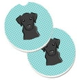 thumbnail image 1 of Checkerboard Blue & Black Labrador Set of 2 Cup Holder Car Coaster, 1 of 1