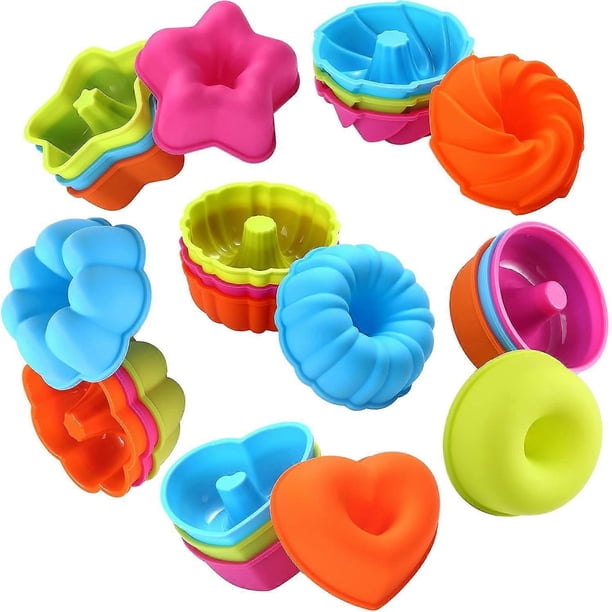 Meet 24 Piece Silicone Molds Silicone Cake Baking Cups Silicone Donut Baking Pans Set Non-Stick? 2 3/4 Inch Silicone.
