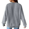 thumbnail image 4 of Women's Waffle Knit Raglan Sleeve Round Neck Long Sleeve No Hood Sweatshirt with Pocket, Fashion Casual Pullover Top for Daily Wear, Casual Activities, Festival and Work Outfits Grey L, 4 of 8