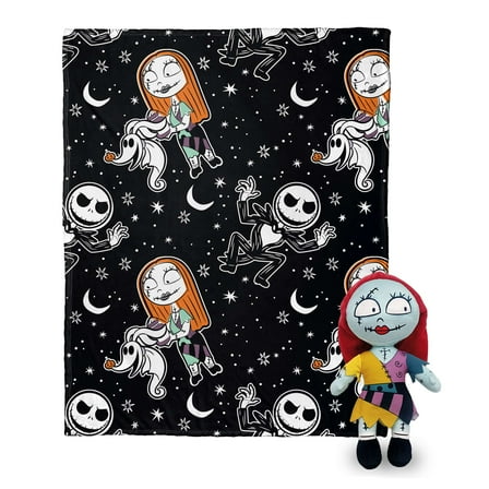 Disney Nightmare Before Christmas Sally Frights Silk Touch Throw Blanket with Plush Hugger, 40x50 inches
