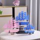 thumbnail image 5 of Adornos de velero de madera azul claro mediterráneo de navegación suave, decoración para el hogar, tienda, modelo de velero, artesanía, 5 of 5