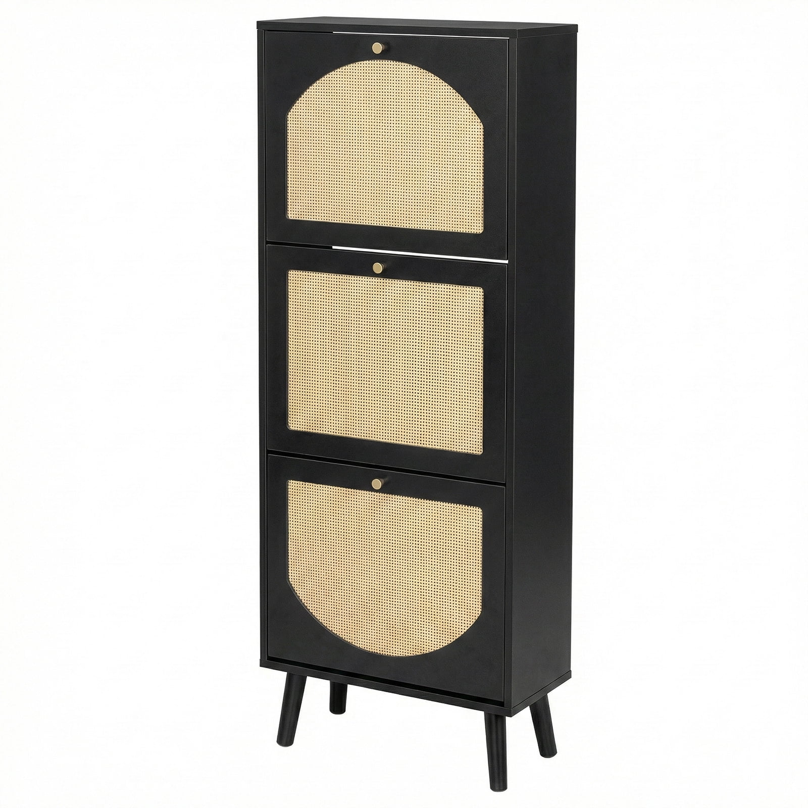 3-Tier Shoe Cabinet, 54*24*135cm, Black