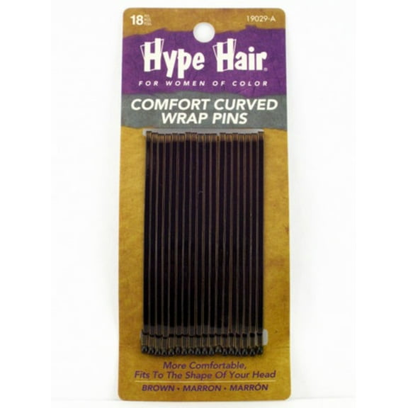 Hype Hair Brown Comfort Curved Wrap Pins, 18 Count