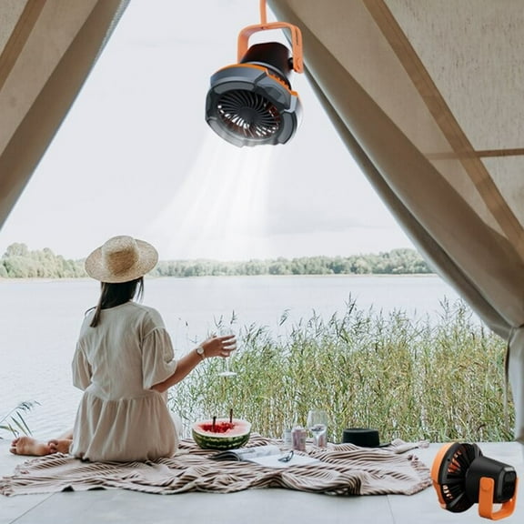 EUDIDV Portable Lighted Fans​ Outdoor Fan Light Multifunction Convenient Outdoor Camping Fan Usb Rechargeable Fan Field Tent Ceiling Fan Light;Fans with Illumination