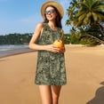 thumbnail image 3 of Balery Green Snake Skin Vestidos de verano para mujer con estampado: vestido holgado sin mangas, vestido playero informal y cómodo para días calurosos., 3 of 7