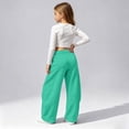 thumbnail image 5 of OSOLU Girls Pants Solid Color Wide Leg Design Drawstring Elastic Waist with Side Pockets Mint Green, 5 of 6