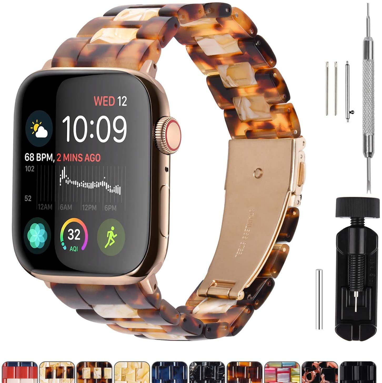 Fullmosa Compatible Apple Watch 40mm/44mm, Fullmosa Bright Resin Apple Watch Band for iWatch