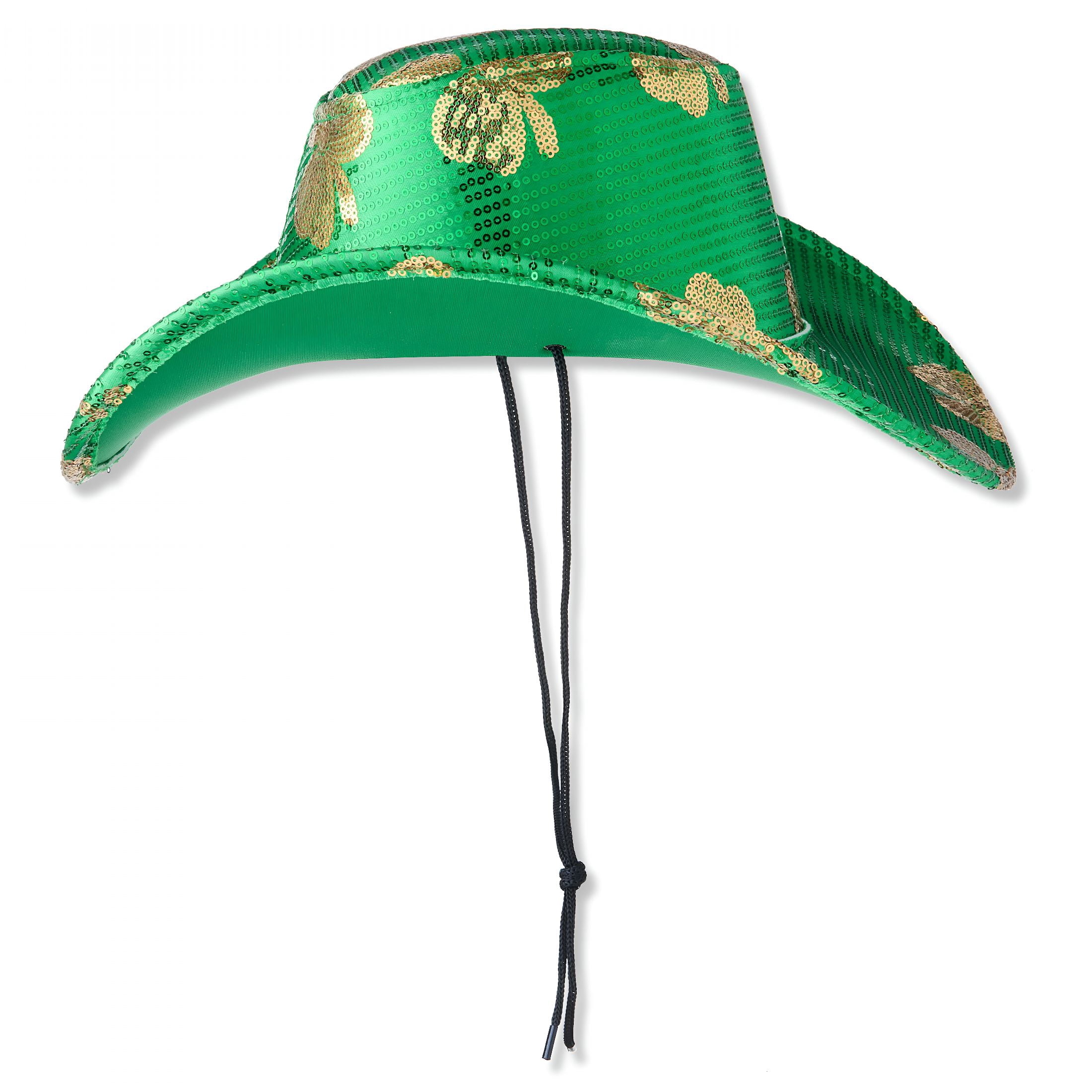 TELOLY 2026 New Green and Gold Sequin Cowboy Hat,St. Patrick'S Day Hat for Party,Parade,Festival,Costume,Celebration