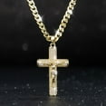 thumbnail image 3 of VOLALO 14k Gold-Plated Cuban, Figaro, Miami, Rope Chain with Jesus Christ Crucifix,24 inches Long and 6mm wide,High Quality, 3 of 10