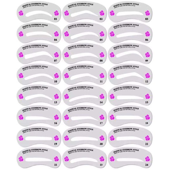 24 plantillas para dar forma a las cejas Kit de aseo personal Set de maquillaje Plantilla Herramienta