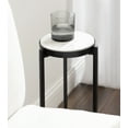 thumbnail image 3 of Kate and Laurel Aguilar Modern Round Drink Table, 9 x 9 x 23, White and Black, Genuine Marble Accent Table for Small Spaces and for Use as Small Plant Stand, 3 of 9