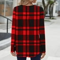 thumbnail image 3 of CLOISE Womens Tops Dressy Crew Neck Shirt Button Tunic Plaid Long Sleeve Pullover Casual Fall Winter Clothes Red XL, 3 of 6