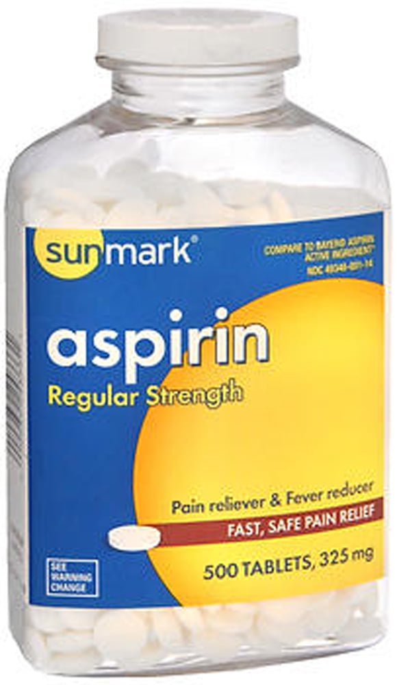 Sunmark Regular Strength Aspirin Coated Tablets, 325 mg, 500 Count