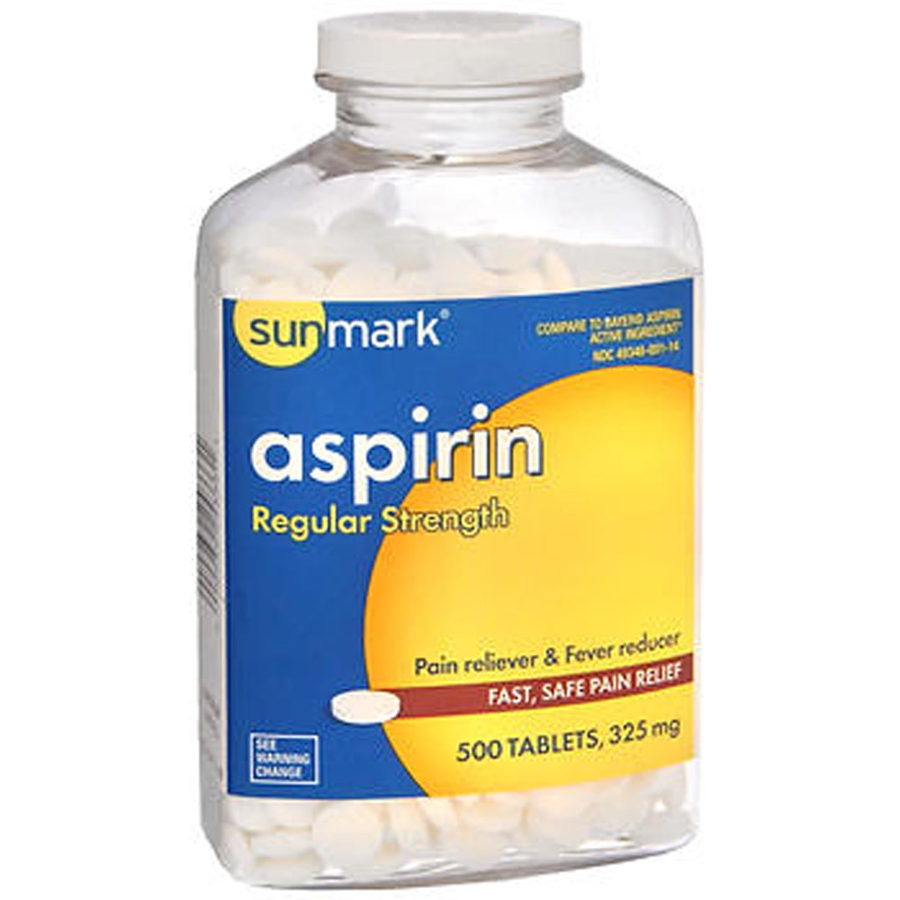 Sunmark Regular Strength Aspirin Coated Tablets, 325 mg, 500 Count