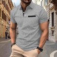 thumbnail image 2 of WTXUE Polos Short Sleeve, Scrunch Neck Polo Golf Shirts for Men Spring Summer Casual Buttons Lapel T Shirt Tops Solid | Workwear for Men Gray L, 2 of 6