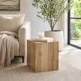 thumbnail image 2 of Side Table 16 Inch Cube Natural Wood Grain MDF Low Profile End Block No Assembly for Sofa, 2 of 5