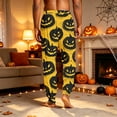 thumbnail image 6 of EANJE Men's Halloween Pajamas Soft Sleepwear Wide Leg Pajama Pumpkin Ghost Bat Print High Waisted Pj Pant Loose Fall Drawstring Lounge Pants with Pockets Yellow XL, 6 of 6