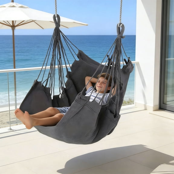 Eespoir Hammock Chair, Hanging Rope Swing, Indoor Outdoor Relaxation Swing for Bedroom, Patio, Garden, Porch, Reading Nook