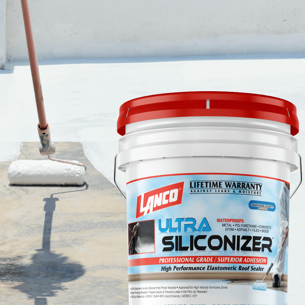 Lanco Ultra Siliconizer Roof Sealer, White Industrial Coating 100% Acrylic Elastomeric, 5 gal
