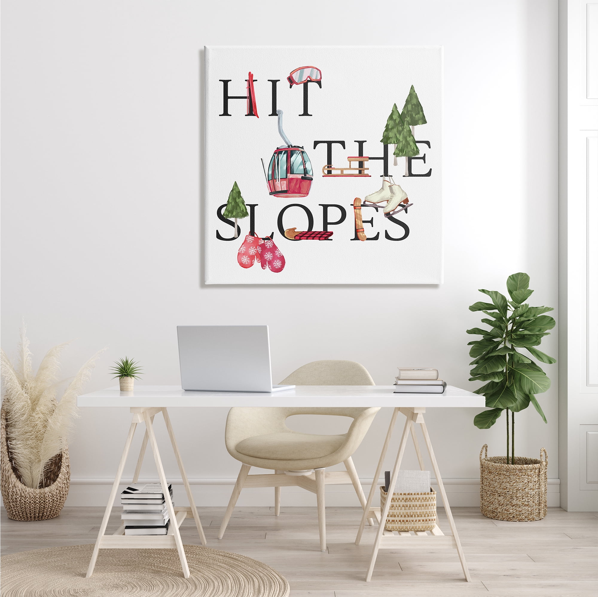 Stupell Industries Hit the Slopes Phrase Winter Sports Motivational, 36 x 36, Design by Ziwei Li