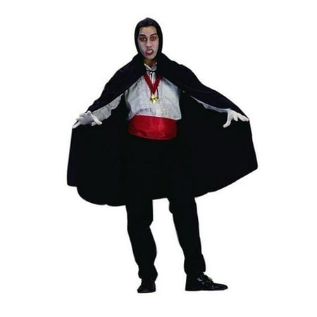 45 Inch Black Satin Cape - Black Nylon Hooded Costume Cape - 45 Inches