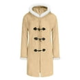 thumbnail image 6 of Jinhomg Women Christmas Coat Long Sleeve Faux Fur Trim Hooded Jacket Winter Warm Outerwear Elegant Holiday Outerwear Khaki XXL, 6 of 9