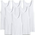 thumbnail image 2 of ToBeInStyle Men's Pack of 6 Cotton Form Fitting Scoop Neck Sleeveless A-Shirts - White - Medium, 2 of 8