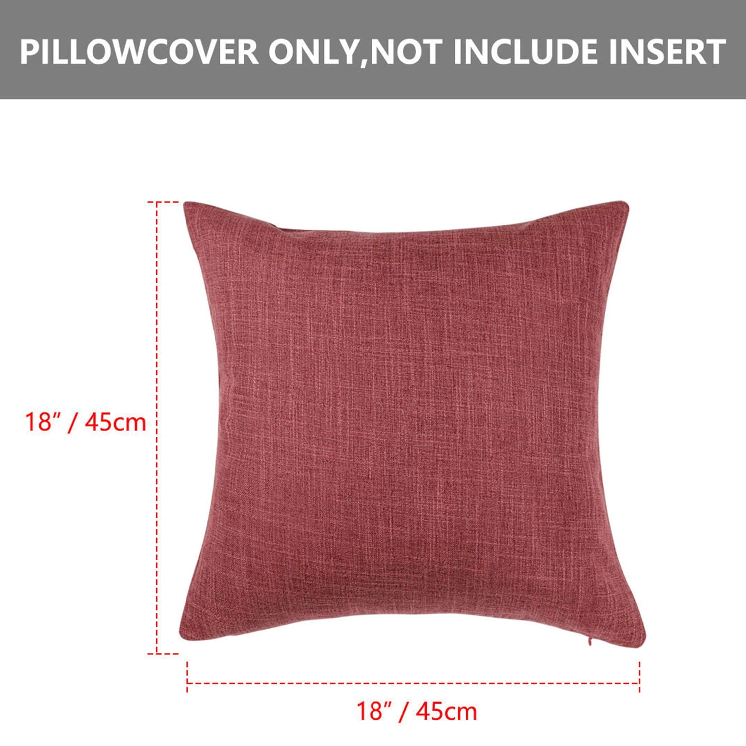 Unique Bargains 2 Pack Cotton Linen Throw Pillow Covers 18" x 18" Red