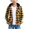 thumbnail image 2 of Loopsun Kids Winter Jackets, Toddler Shirt Jackets, Toddler Boys and Girls Casual Button Down Plaid Shirt Long Sleeve Hooded Outerwear Jackets Yellow, 5-6 Years, 2 of 5