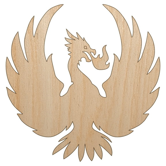 Fire Phoenix Bird Rising Wood Shape Unfinished Piece Cutout Craft DIY Projects - 4.70 Inch Size - 1/8 Inch Thick