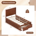 thumbnail image 3 of Gymax Twin Size Bed Frame w/Storage Drawers Headboard Wooden Slat&Enclosed Base Walnut, 3 of 10