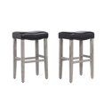 thumbnail image 4 of 29" Inch Upholstered Saddle Seat Counter Stool (Set of 2), Antique Gray/Navy Blue, 4 of 5