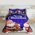 thumbnail image 3 of Manfei Xmas Christmas Gift Queen Comforter Set,Lovely Snnta Claus Bedding Sets,Purple Red White Bedding Comforter Set For Boy Kids,Microfiber Bedroom Decor Reversible,3-Piece, 3 of 9
