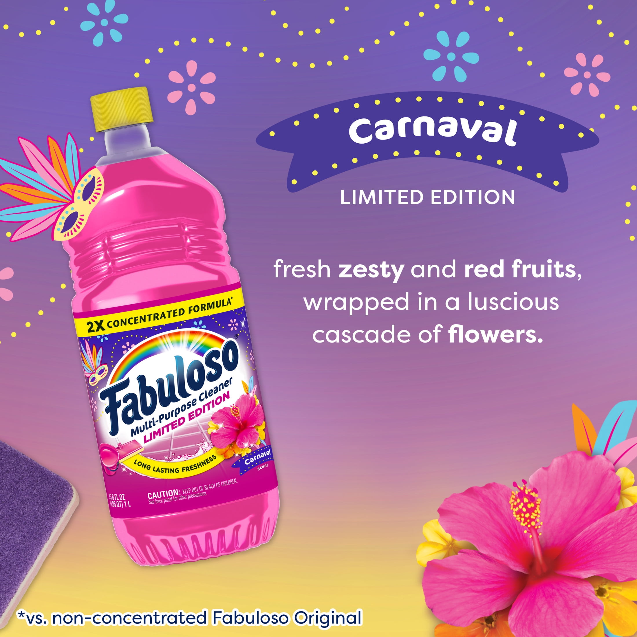 Fabuloso Multi-Purpose Cleaner, 2X Concentrated Formula, Limited Edition, Carnaval Scent, 33.8 fl oz