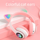 thumbnail image 3 of Auriculares inalámbricos con orejas de gato y Bluetooth para niñas, bonitos auriculares para juegos de deportes electrónicos, 3 of 5