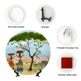 thumbnail image 4 of Wukai African Women Print Decorative Plate for Display,Bone China Decorative Plate, Ceramic Dinner Plate with Stand, Vertical Ceramic Plate-7in, 4 of 6