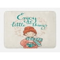 thumbnail image 1 of Enjoy the Little Things Bath Mat, Cartoon Girl in Winter Clothes with a Hand Lettering, Plush Bathroom Decor Mat with Non Slip Backing, 29.5" X 17.5", Multicolor, by Ambesonne, 1 of 2