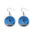 thumbnail image 1 of Cartoon Blue Background Grotesque Illustration Ear Dangle Silver Drop Earring Jewelry Woman, 1 of 3