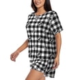 thumbnail image 2 of Qekee Anchor Black Tartan Plaid Women's Pajama Set Short Sleeve Sleepwear Summer Home Wear with Pockets Soft Short Sleeve Shirt - Anchor Black Tartan Plaid, 2 of 9