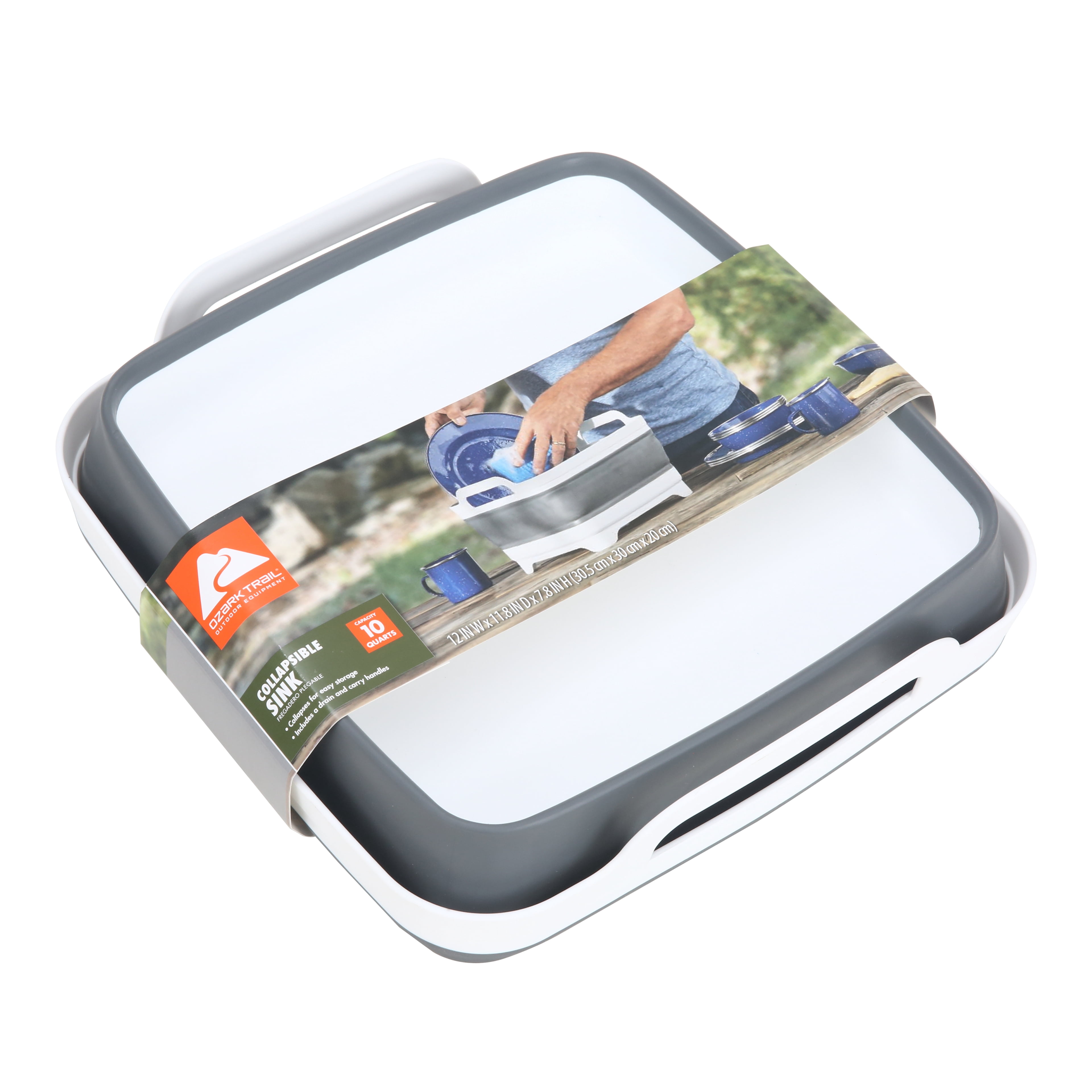 Ozark Trail Plastic and Silicone 10-quart Collapsible Camping Sink, 12.1" x 12.1" Basin