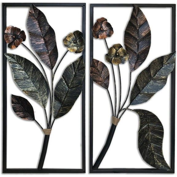 DecorShore Contemporary Floral Leaf Decorative Metal Wall Art | Large Metal Wall Art Home Decor