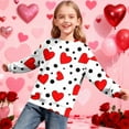 thumbnail image 5 of Kids Sweatshirts Valentine's Day Heart Prined Crewveck Sweatshirt Fall Winter Long Sleeve Pullover Tops Size 1-15, 5 of 7