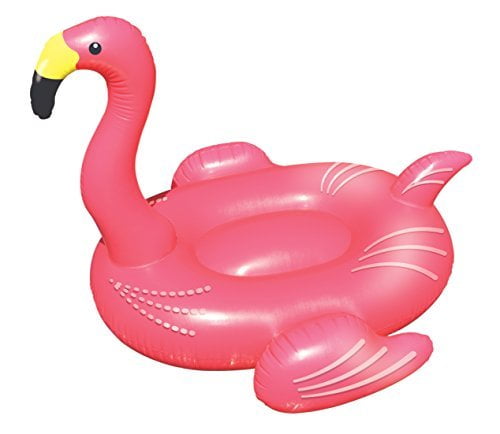 Swimline Giant Inflatable Ride-On Color Changing LED Light Up Flamingo Float 