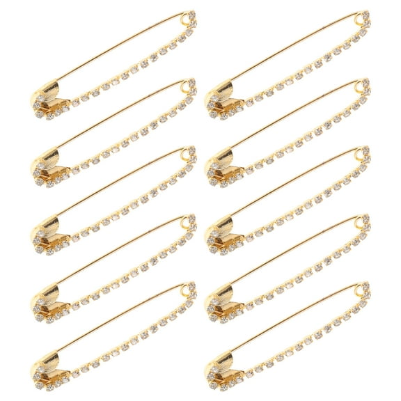 MLINS 10pcs Rhinestone Pins Decorative Safety Pins Clothing Shiny Rhinestone Brooch Pin Faux Crystal Brooches Sweater Shawl Clips for Skirts Lapel Hat Scarf Dress Accessories