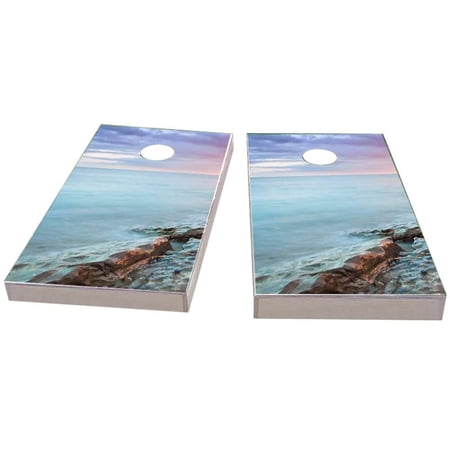 Skip's Garage Pink Sky Solid Wood Cornhole Board Set
