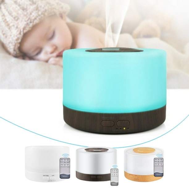 Difusor de Aceites Esenciales de Aromaterapia de 500 Ml con Control Remoto, Humidificador y Vaporizador 5 En 1 con Temporizador, Apagado Automático, 7 Colores Led, Funcionamiento Ultrasónico Silencio